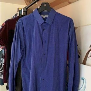 Blue and white pinstriped button down